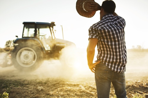 FNI man farmer tractor sunset